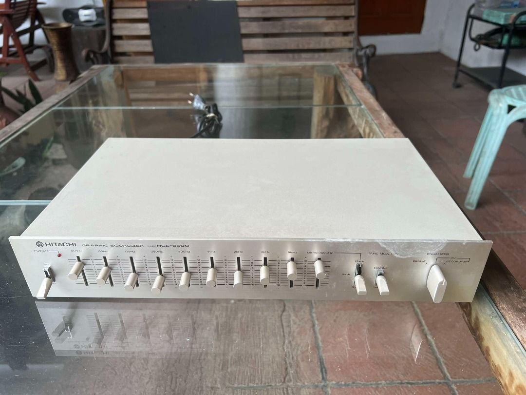 Hitachi Hge-6500 Graphic Equalizer (Category: Other Audio Equipment) located in Cebu City. Submitted by unik77 (Listing ID 1343710471, Image 2). Description: Manufacturer: Hitachi Model: HGE-6500 Type: Equalizer Years of manufacture: 1979 - 1981 Color: Silver This is a 10-band graphic equalizer that allows you to freely control the sound quality according to the condition of the room and the preference of the sound so that you can enjoy making yo