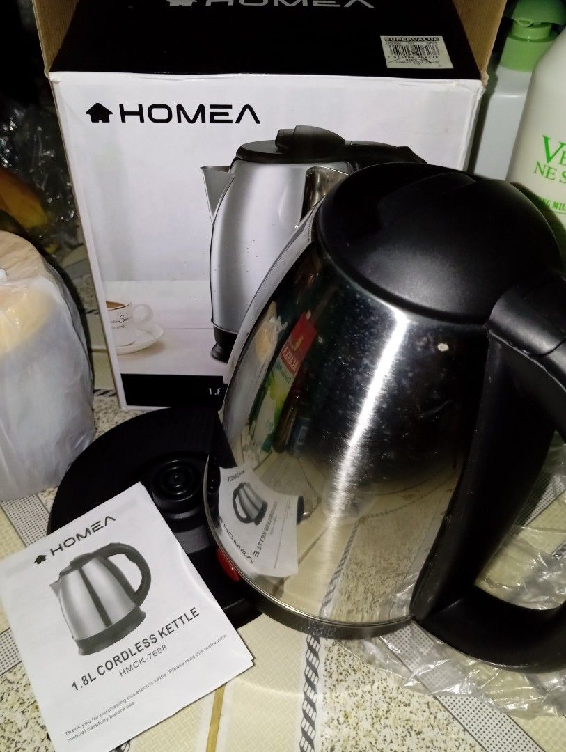 Homea Stainless Electric Kettle (Category: Kettles & Airpots) located in Manila. Submitted by joycu (Listing ID 1343836077, Image 2). Description: Homea Stainless Electric Kettle 1.8L Brand New 1-piece only Php499.00 MOP: Cash or Gcash Meet-up: Robinsons Manila Mall or Shipping (si Buyer mag book at magbabayad ng SF) THANKS.