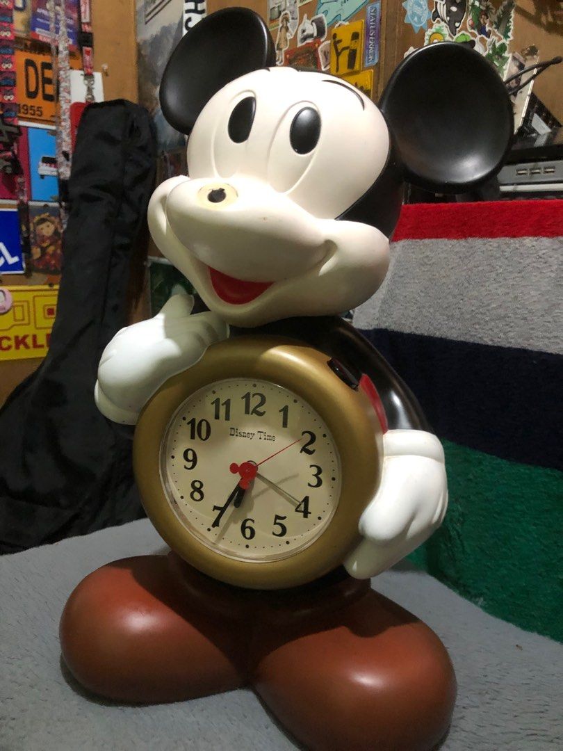 Large mickey desk clock figure for repairs (Category: Clocks) located in Quezon City. Submitted by markgolveo (Listing ID 1343770179, Image 2). Description: Large mickey desk clock figure Tested working accurate clock All mechanisms and functionalities working Good loud alarm sounds Issues Missing nose broken part needs to be replaced fixed Missing bottom and back battery covers Crack on right shoe part.