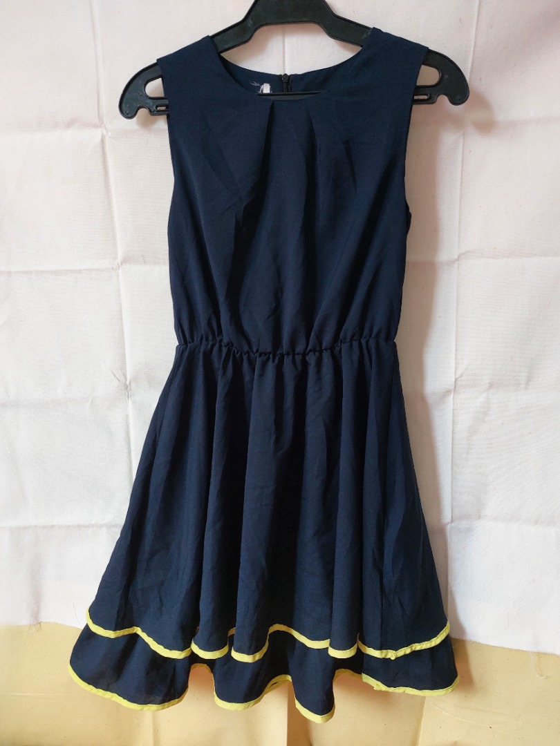 Essential Sleeveless A-line Dress, Navy