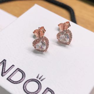 🎀Pandora elevated heart stud earring  rosegold