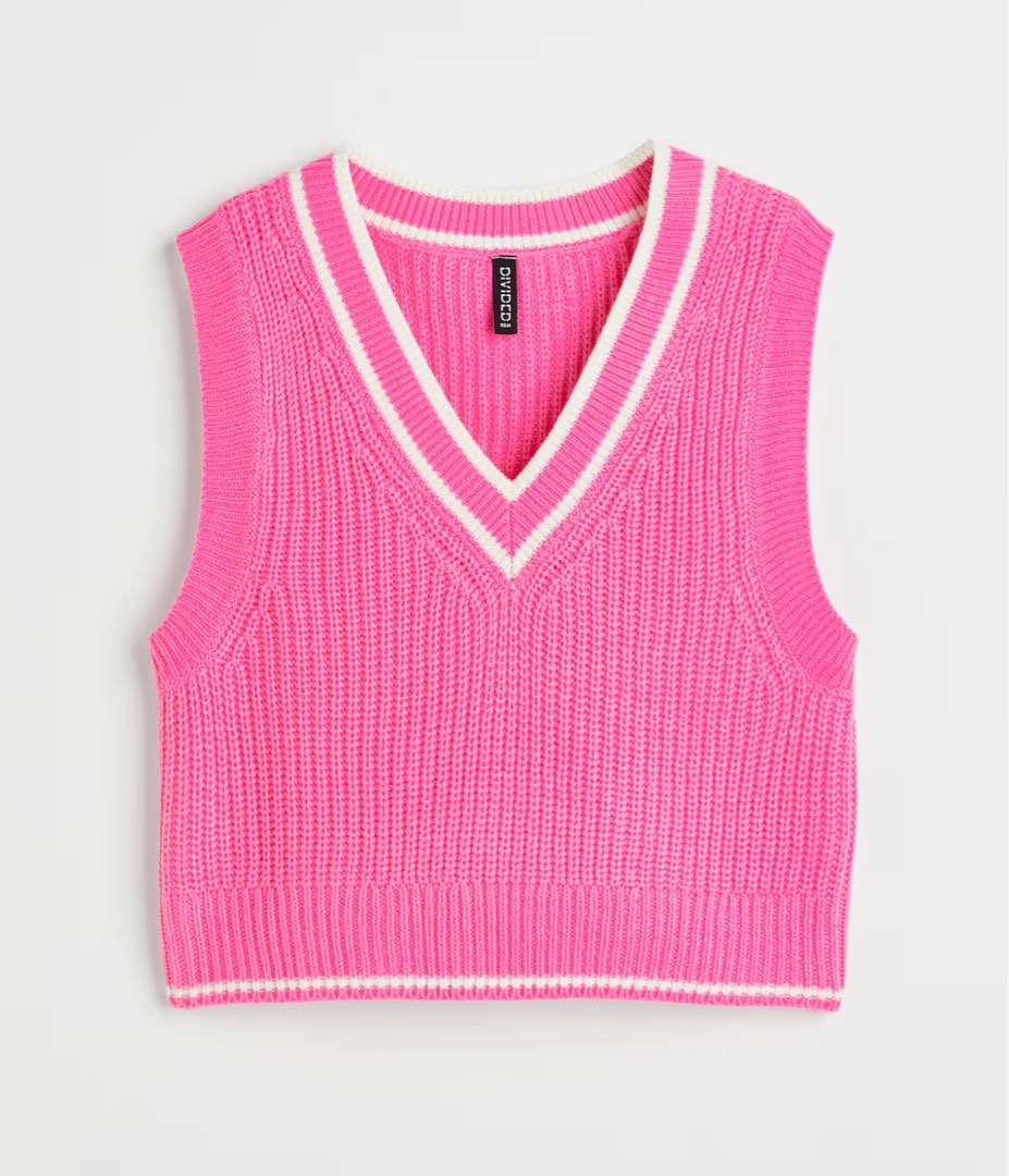 Pink H M Rib Knit Sweater Vest Women s Fashion Coats Jackets and Outerwear on Carousell