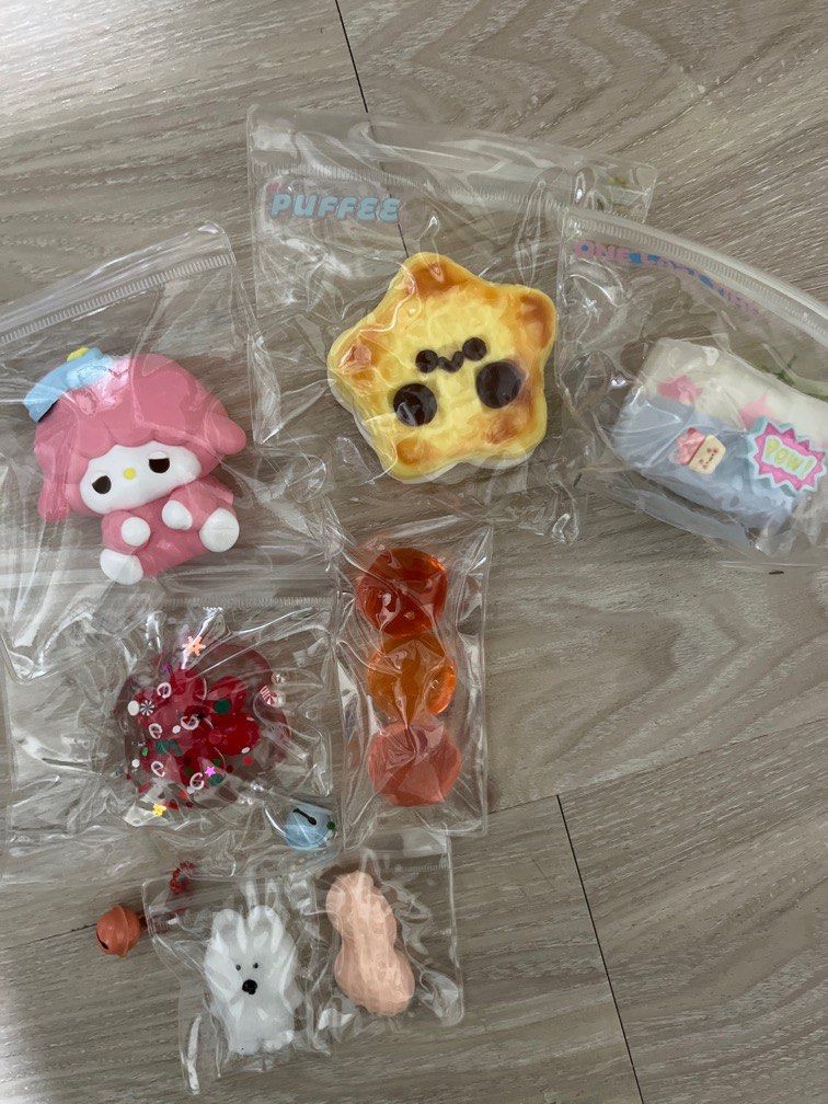 Taba Squishy (Category: Plushies & Soft Toys) located in Singapore. Submitted by cinnamonkey (Listing ID 1343876590, Image 1). Description: WTS pre loved taba squishies! Row 1: $6 (piano, jellycat, milk drink) Row 2: $4 (paw, jelly balls) Row 3: $1 (puppy, peanut) bought at about $12 so selling it for much cheaper! can nego if you buy more than one :) price not inclusive of mailing !.