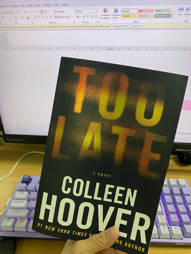 TOO LATE by Colleen Hoover (Category: Storybooks) located in Manila. Submitted by dyuulii (Listing ID 1343737830, Image 1). Description: Just read once. Good as new.