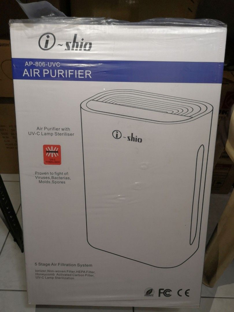 AIR PURIFIER w/ UV-C Lamp Sterliser (Category: Cleaning Tools & Supplies) located in Manila. Submitted by gracious18_ (Listing ID 1343903517, Image 1). Description: 5-FILTER FUNCTION ⭐UV Light Sanitation ⭐Pre-Filter ⭐HEPA Filter ⭐Activated Carbon Filter ⭐ Ionizer (Negative Ion Generator) ✔️UV light - eliminates living airborne organisms namely, mold and mildew, as well as viruses and bacteria ✔️Prefilter - stops bigger particles and dust ✔️HEPA f