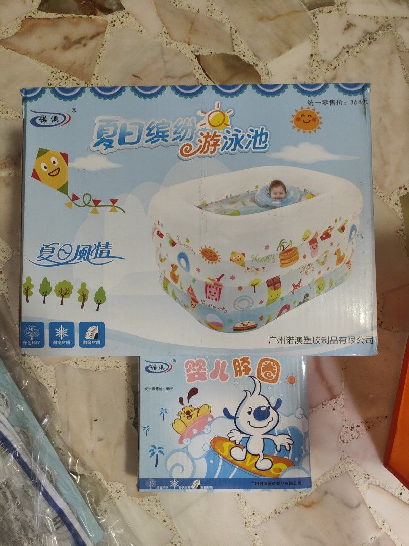 Baby inflatable pool float (Category: Infant Playtime) located in Singapore. Submitted by canyoustopit (Listing ID 1343891521, Image 1). Description: Comes with pool + neck float..