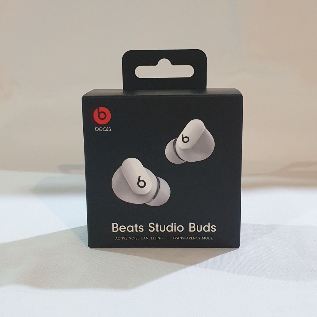 Beats Studio Buds - White (Brand New) (Category: Earphones) located in Mandaluyong City. Submitted by deedumms07 (Listing ID 1343970869, Image 1). Description: Beats Studio Buds - White Brand new, sealed.