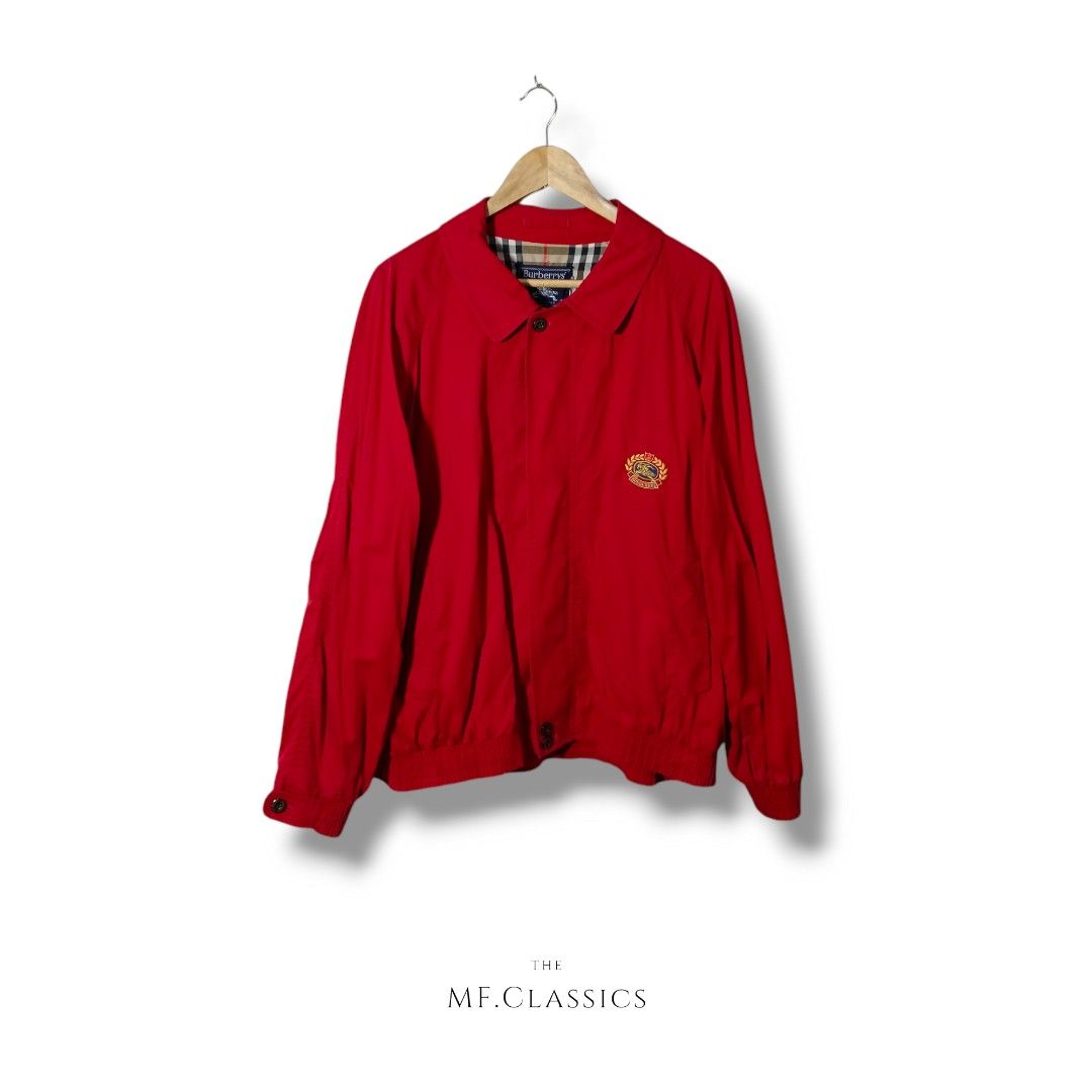 Burberry Vintage Harrington Jacket Red Men s Fashion Coats Jackets and Outerwear on Carousell