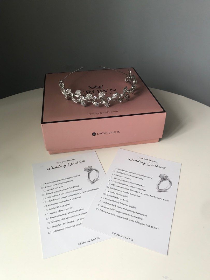 Crown Tunang Nikah Silver Simple Free Box & Wedding Checklist ...