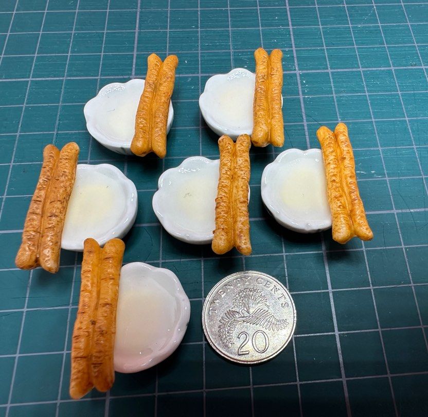 Handmade Miniature Breakfast Soy Milk with Youtiao, 豆浆油条, clay, resin, 1 bowl (Category: Handmade Craft) located in Singapore. Submitted by mini.collectibles.1 (Listing ID 1343911687, Image 3). Description: Handmade Miniature Breakfast Soy Milk with Youtiao, 豆浆油条, clay, resin, 1 bowl All are handmade. Size may varies. May have finger pressing stains. Made from clay, resin. Miniature Showcase Display Store at the address below: Blk 2019 Bukit Bato