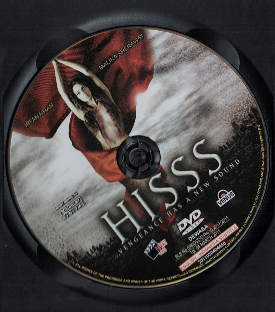 Hisss ***original dvd*** (Category: CDs & DVDs) located in Pasig City. Submitted by armcjay (Listing ID 1343999943, Image 2). Description: This is a pre-owned, authentic item, from my own DVD collection. The disk may contain minor scratches, marks or dirt, and is playable with commercial DVD players and computers. I don't sell defective item here. No return / no exchange..