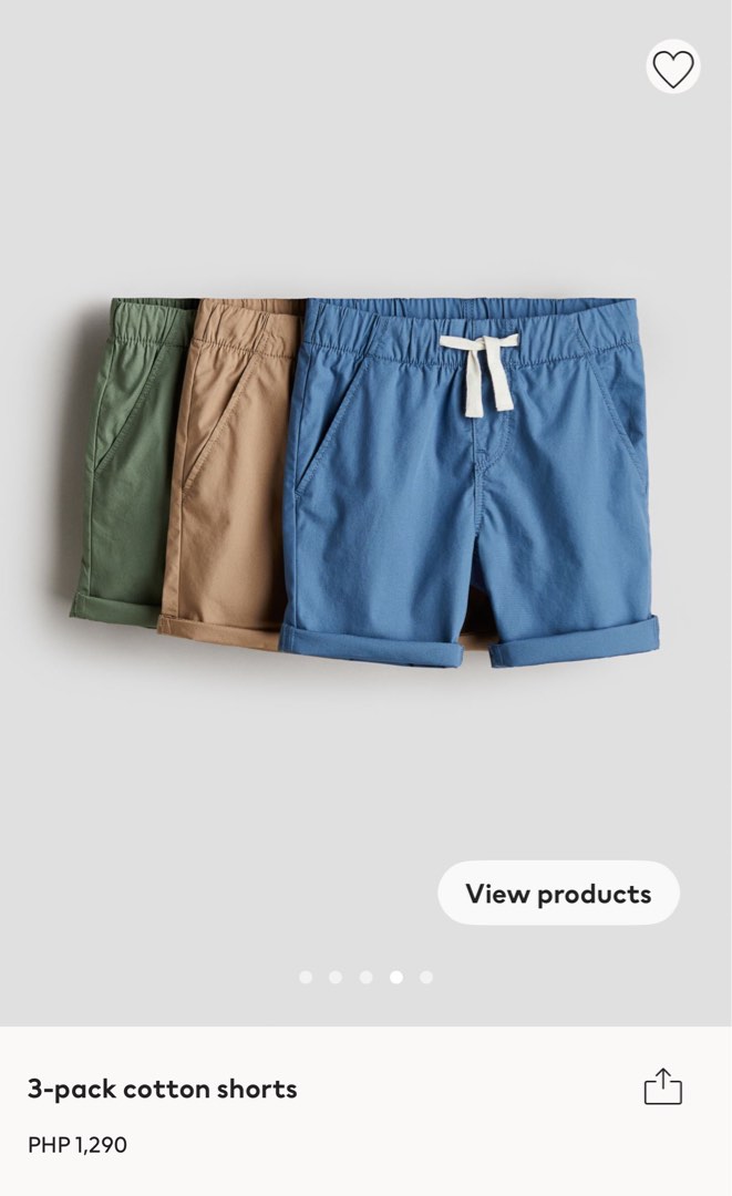 H M 3pack cotton shorts Babies Kids Babies Kids Fashion on Carousell