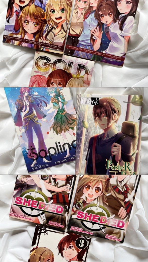 Manga/Comic Book _Take All (5 Books) (Category: Comics & Manga) located in Angeles City. Submitted by declutterfinds.ph (Listing ID 1344040369, Image 1). Description: SOLD INDIVIDUALLY / NOT AVAILABLE GOLD (PSICOM) Books (3x) AVAILABLE: Black Ink Books (2x) She Died (PSICOM) Books (3x) + Freebies Each PSICOM comic cost around 165 and Black Ink comic for 99. Please manage your expectations. Paper stains are normal due to storing conditions. You ca