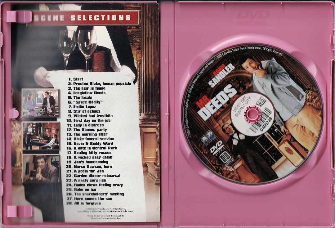 Mr. Deeds ***original dvd*** (Category: CDs & DVDs) located in Pasig City. Submitted by armcjay (Listing ID 1343990777, Image 2). Description: This is a pre-owned, authentic item, from my own DVD collection. The disk may contain minor scratches, marks or dirt, and is playable with commercial DVD players and computers. I don't sell defective item here. No return / no exchange..
