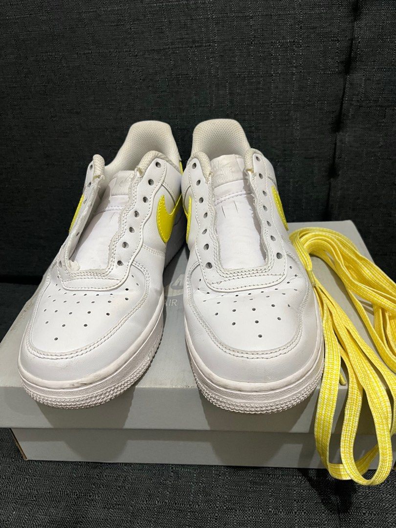 Nike woman air force 1 (Category: Sneakers) located in Manila. Submitted by masief (Listing ID 1343984320, Image 1). Description: Nike womans air force 1 Size: 6.5 Color: white & yellow Used 2x only for bini event (Grand Biniverse and Biniverse 2024) Orig price: 5k+ Selling price: 4k (slightly negotiable).