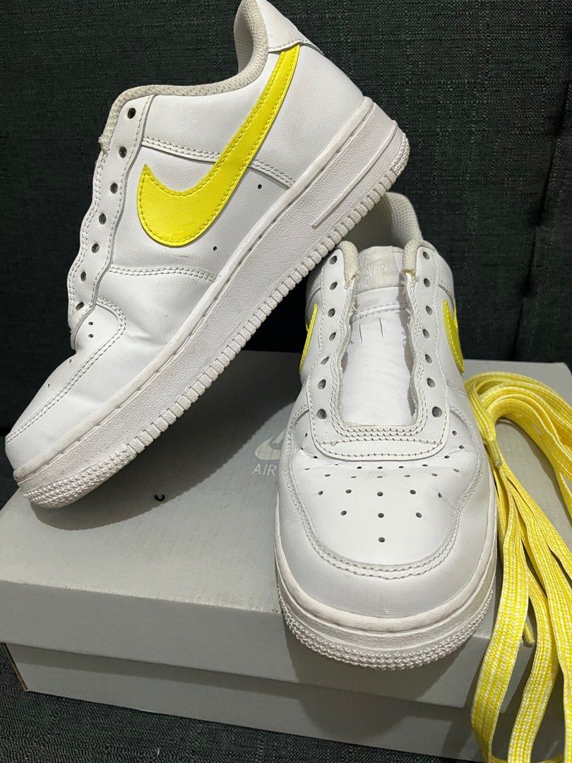 Nike woman air force 1 (Category: Sneakers) located in Manila. Submitted by masief (Listing ID 1343984320, Image 2). Description: Nike womans air force 1 Size: 6.5 Color: white & yellow Used 2x only for bini event (Grand Biniverse and Biniverse 2024) Orig price: 5k+ Selling price: 4k (slightly negotiable).