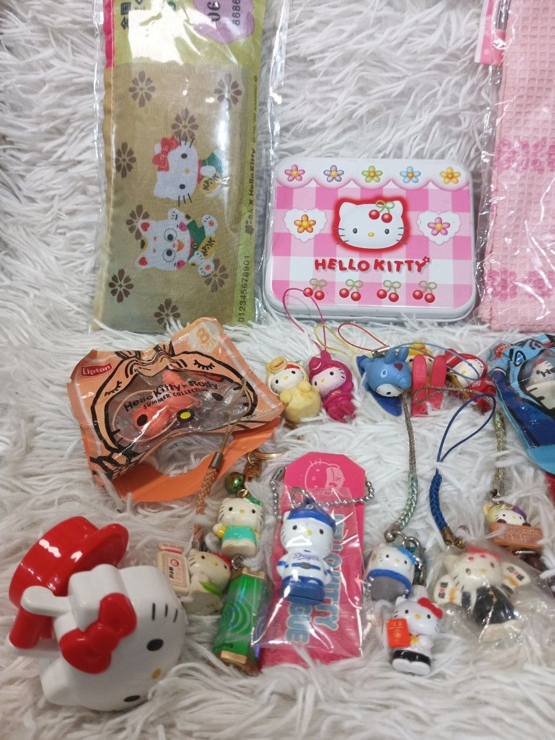 Sanrio Hello Kitty Charms and Anik Bundle (Category: Character Goods) located in San Pablo. Submitted by xamthing_cute (Listing ID 1344048894, Image 2). Description: Sanrio Hello Kitty Charms and Anik -bundle -some has stains, discoloration and visible scratches -eco bag is sealed, unused -kitchen towel is sealed, unused -other charms are sealed, unused -licensed sanrio/ lipton/kirin -additional 2 clips (white and orange, ONLY 1 YELLOW clip inclu