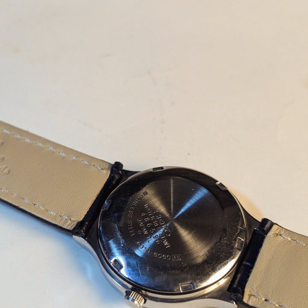Vintage Seiko 5 Sports Automatic (Category: Men's Watches) located in Caloocan City. Submitted by renderthisnthat (Listing ID 1344057320, Image 3). Description: Vintage Seiko 5 Sports Automatic Watch . Ref. No. : 6319-6060 Calibre: 6319 Movement: Automatic Dimension: approx 37mm, Lug width: 18mm Strap: Dark Blue Leather and SS Strap 🏷️5500(negotiable) . The watch is a vintage piece, minor scratches are to be expected..