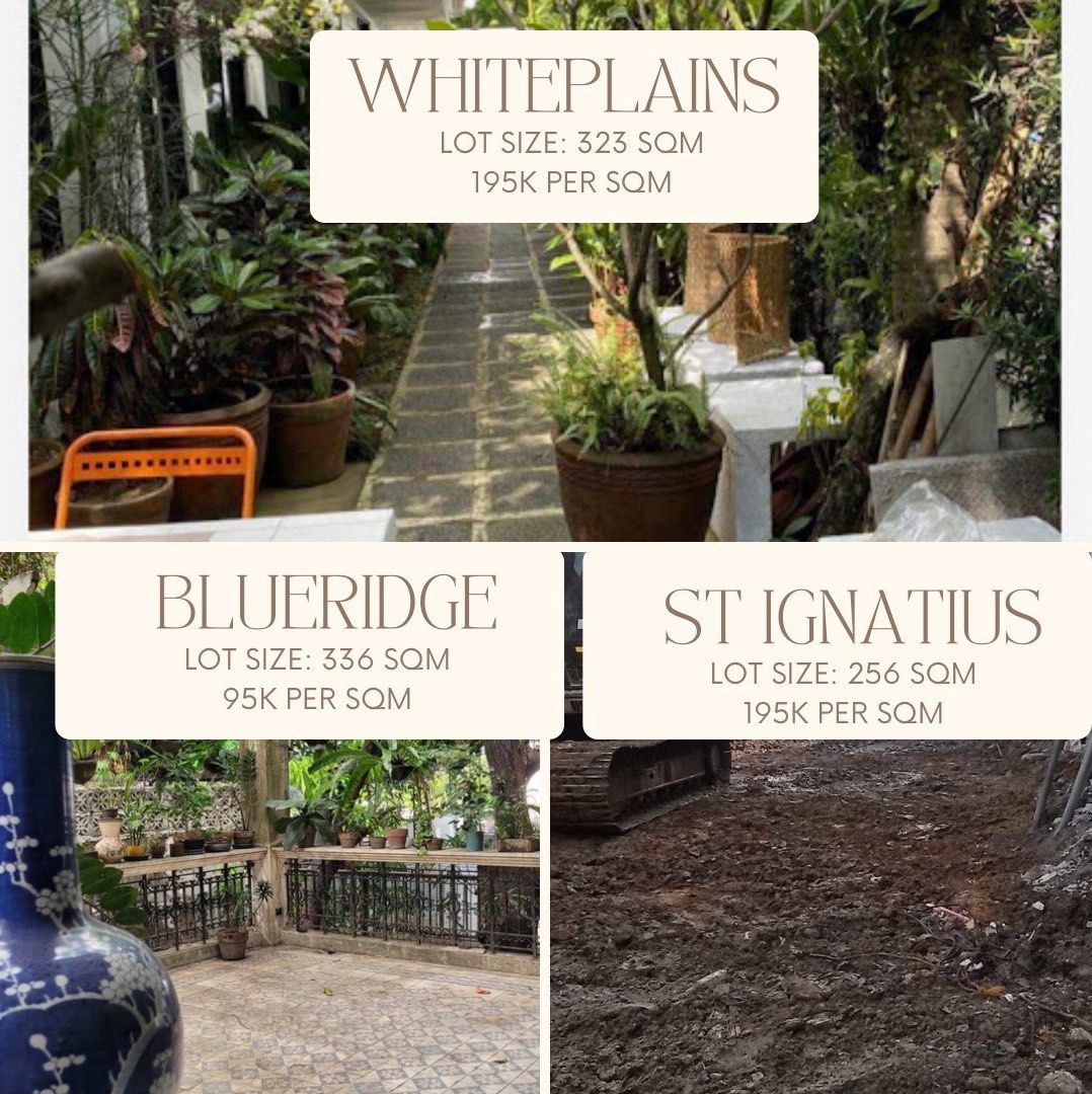 Whiteplains, Blueridge & St. Ignatius (Category: Lot) located in Taguig. Submitted by brokerhanstaneo_09178038728 (Listing ID 1336500317, Image 1). Description: Whiteplains Lot size: 323 sqm P195k per sqm.