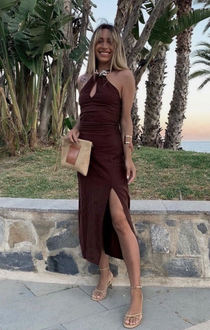 halter neck orange dress Grace Halter Neck Orange Dress – Give Her Six