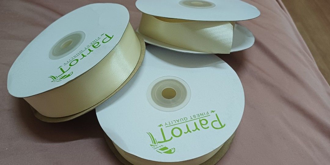 1 inch Cream Satin Ribbon (Category: Belts) located in Quezon City. Submitted by jal_c (Listing ID 1344157870, Image 1). Description: price is for 2 rolls of 1 inch cream satin ribbon + 1 free roll of used cream satin ribbon sf/df c/o buyer.