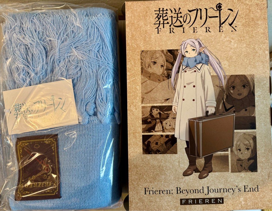 🔥現貨日版🔥AKROS Frieren Scarf 芙莉蓮的圍巾天藍色/ Fern Scarf 費倫的圍巾淡紫色人造羊毛線附魔法書收納盒Chara-ani  葬送的芙莉蓮
