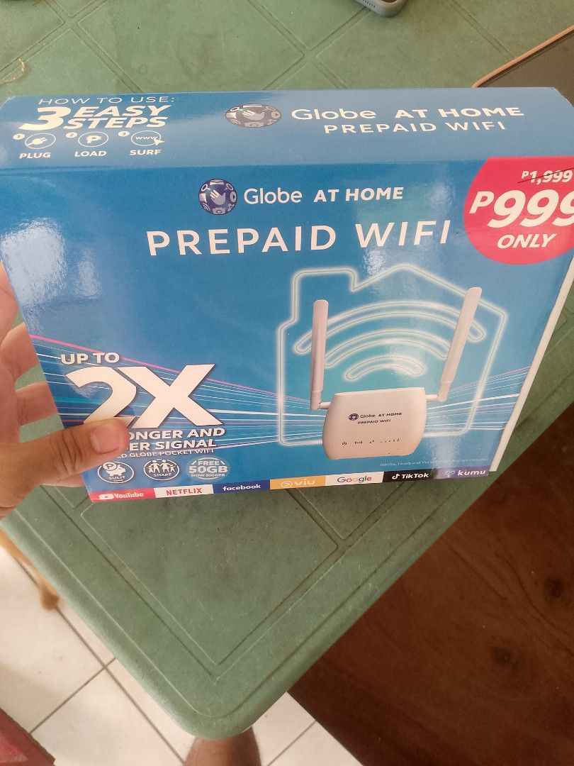 Globe at Home Prepaid Wifi (Category: Networking) located in Caloocan City. Submitted by darrencadi29748 (Listing ID 1344092030, Image 3). Description: For Sale!!! Globe at Home Prepaid Wifi - Brand New (Never been used po) - Extra po ito na wifi kit na nabili po sa amin - Negotiable papo Ang price - Message po for details - Can do meet up po (Cuyapo, Nueva Ecija) (Pwede rin po sa Taguig pero depende po sa circumstances) - Can do delivery (Jnt/Lb