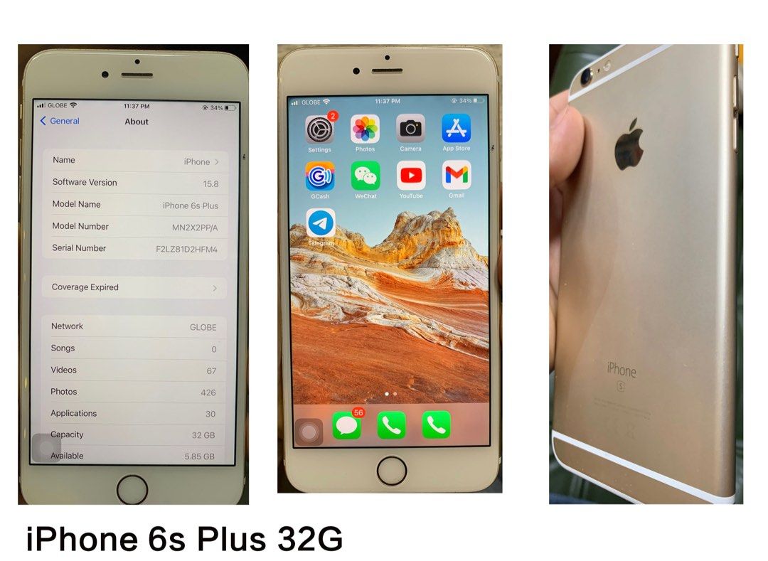 iphone 6S plus (Category: iPhone 6 Series) located in Makati City. Submitted by mikeebwb (Listing ID 1344104273, Image 1). Description: iphone 6S plus Battery healthy is 98% Capacity is 32GB Offer price is 6000peso Negotiable Contact Number:09672141605.