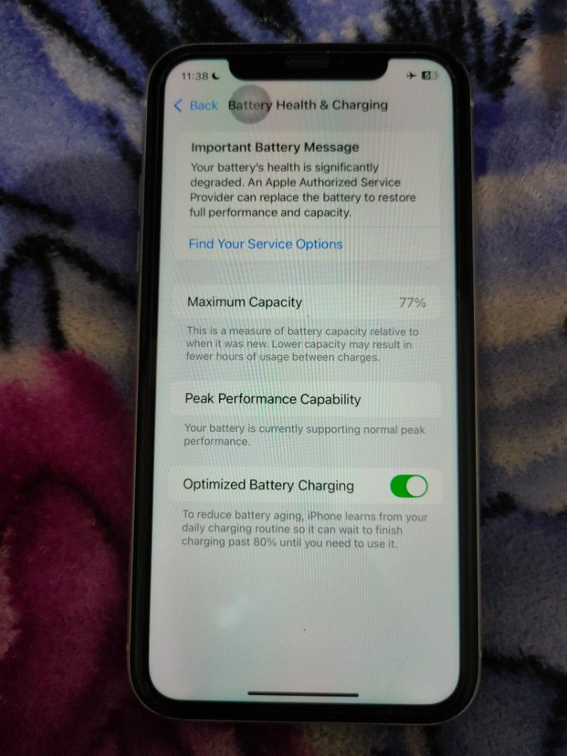 IPHONE X (Category: iPhone X Series) located in Taguig. Submitted by nobleshark.bbb849 (Listing ID 1344221556, Image 3). Description: -SMART LOCK -128GB -BATTERY HEALTH (77) RFS: di na nagagamit.