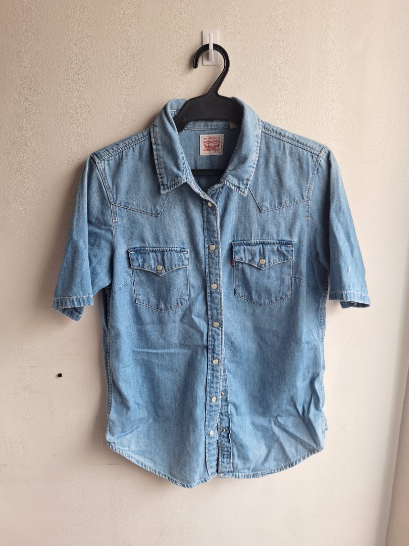 Nevada Women Short Sleeve Shirt Top Denim