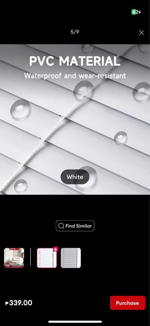 Ookas Vinyl Blinds 150x160 in White (Category: Other Home Decor) located in Makati City. Submitted by evdz3435 (Listing ID 1344243724, Image 2). Description: Hi. Selling this unused window blinds for PhP 300. White, 150x160cm. Located in C5 Pasig. RFS: Wrong size. Delivery fee on account of buyer..