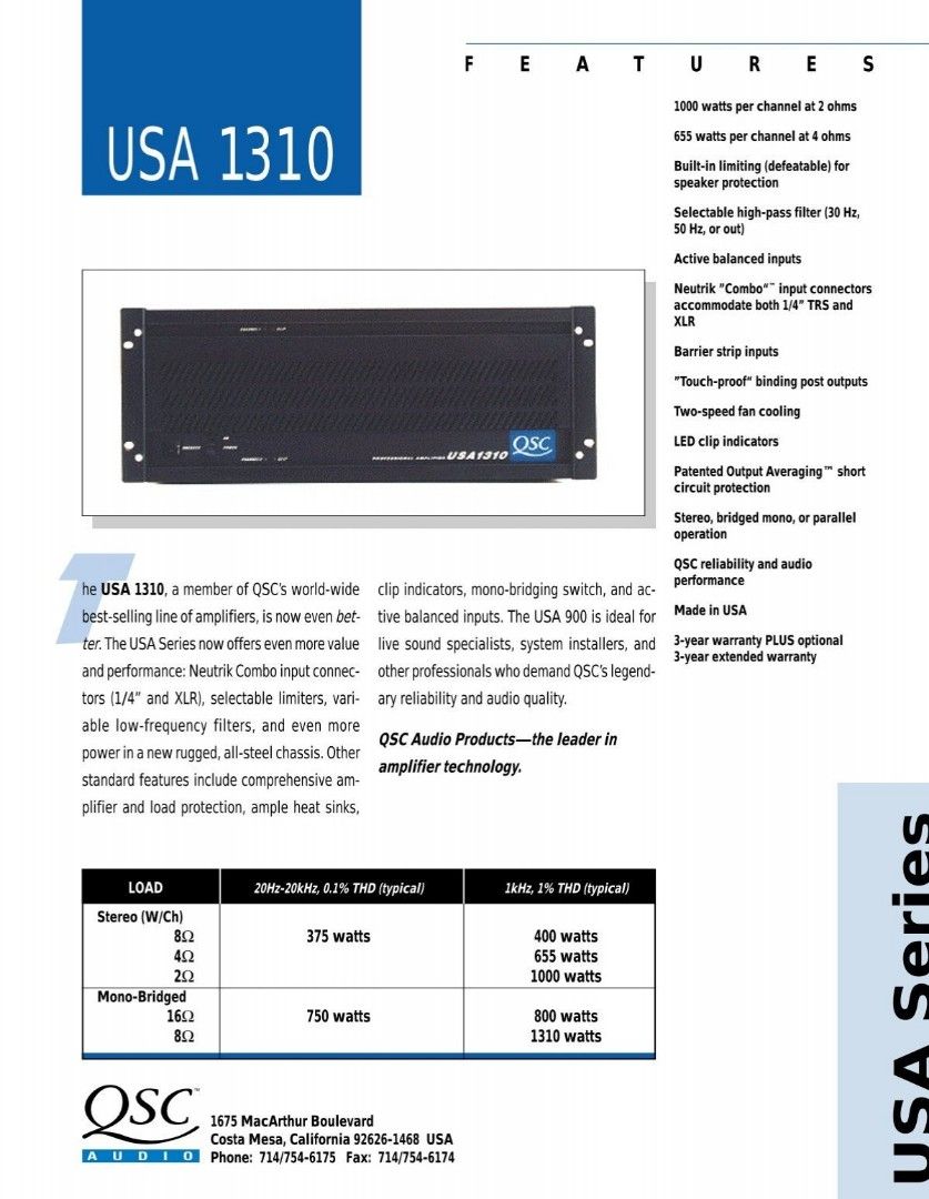 Qsc 1310 power amplifier (Category: Soundbars, Speakers & Amplifiers) located in Manila. Submitted by bojisantos54140 (Listing ID 1344196772, Image 2). Description: Qsc 1310 power amplifier made in usa No issue malakas na amp. Apat na 18 inch kaya nya.