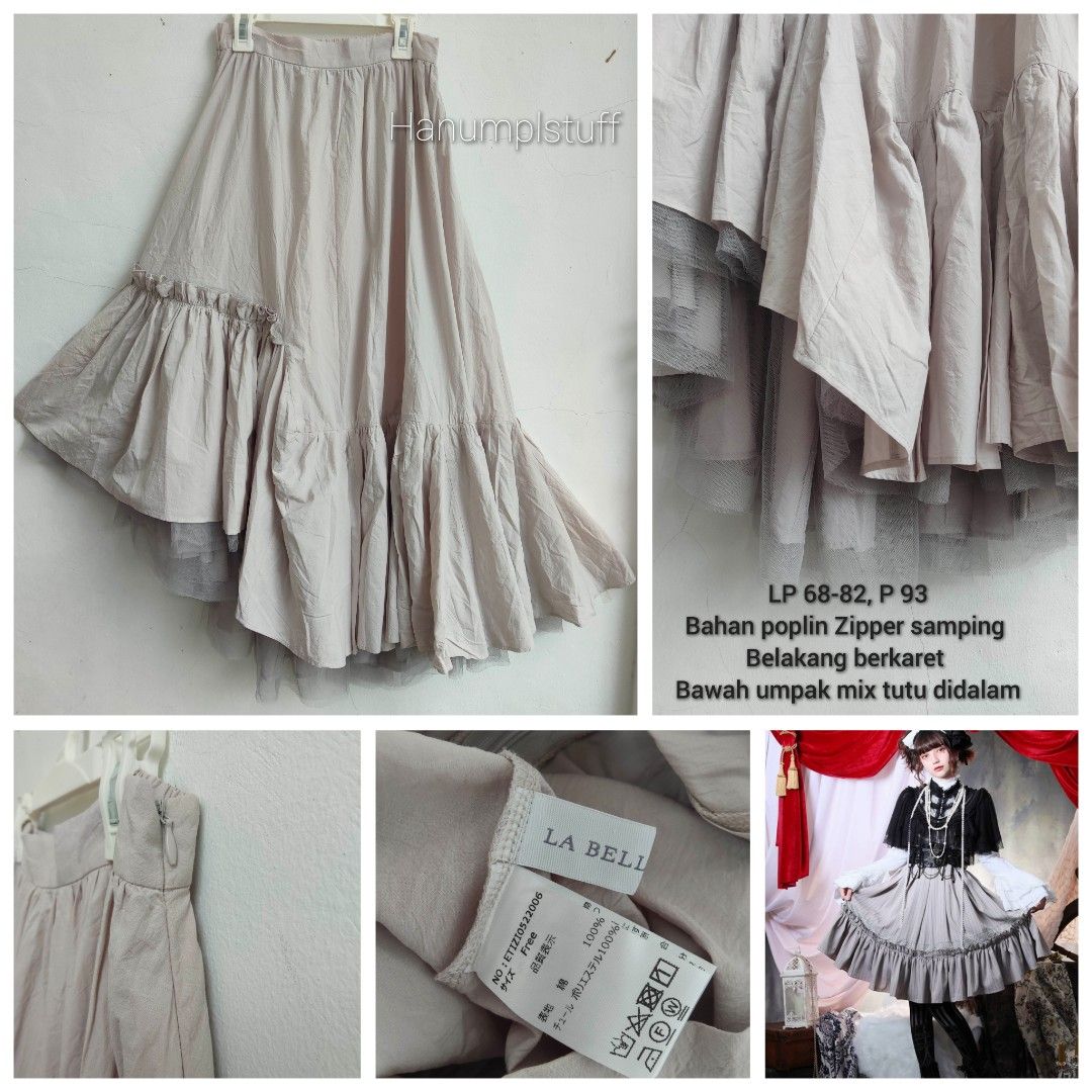 ROK ABU UMPAK MIX TUTU VICTORIAN MAXI SKIRT LONG LAYER RUFFLE KAWAII ...