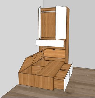 Storage bed with cabinet for helper room /bomb shelter/helper room/can make any size
