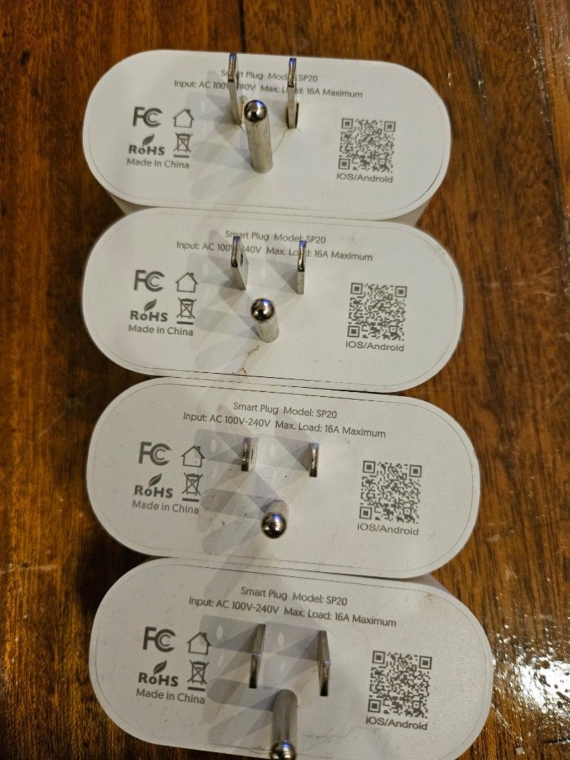 Teckin Smart Plug SP20 16A 100-240V (4 pcs) (Category: Electrical, Adaptors & Sockets) located in Pasig City. Submitted by klipsch1234 (Listing ID 1344225548, Image 2). Description: -Includes the plug only -All 4 pcs for 600 Pickup in Greenwoods Cainta.