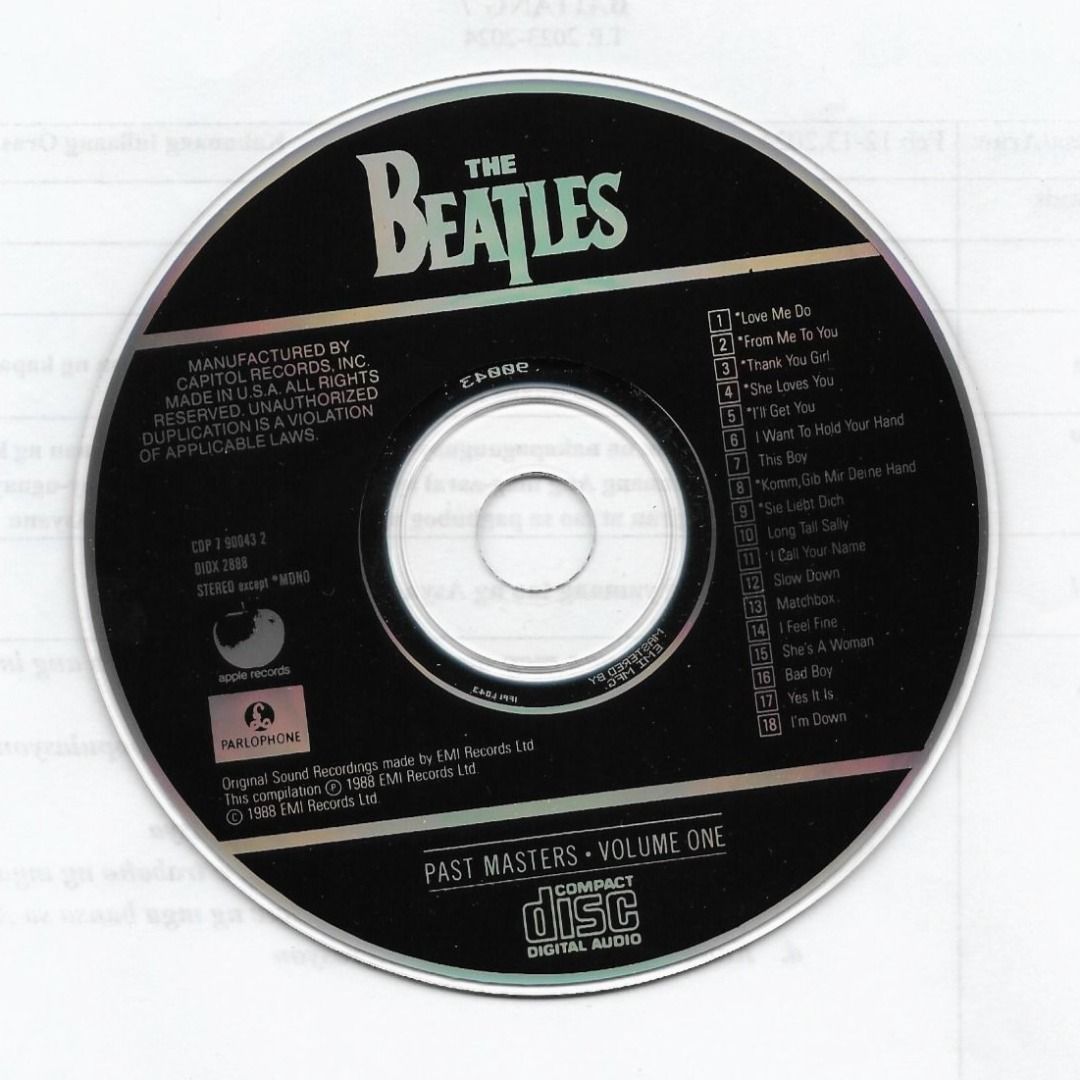 THE BEATLES Past Masters V.1 CD (Category: Portable Audio Accessories) located in Quezon City. Submitted by vdecks (Listing ID 1344242838, Image 3). Description: If you’re a collector or simply seeking a quality listening experience, this CD offers a great combination of authenticity and top-notch condition. A perfect addition to any music collection! US PRESSED .