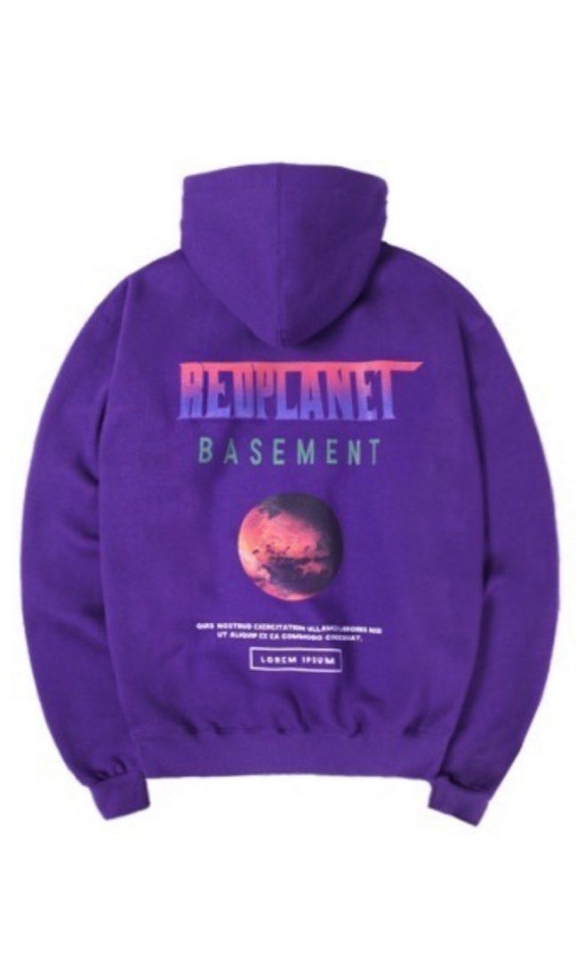 Vtg Red Planet Basement ONA Blank Hoodie Purple, Barang Mewah