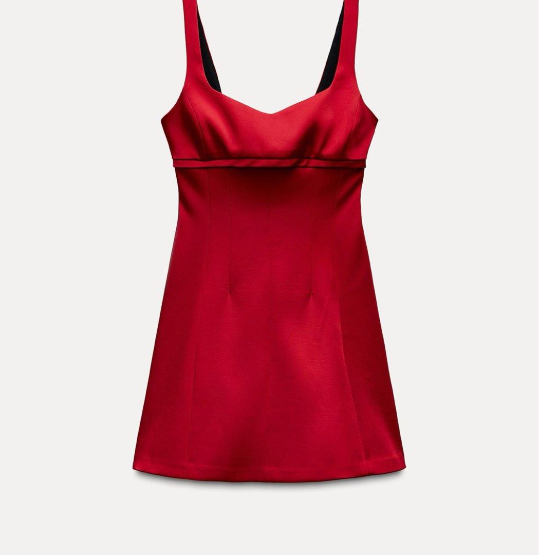 zara satin camisole dress red SATIN CAMISOLE DRESS