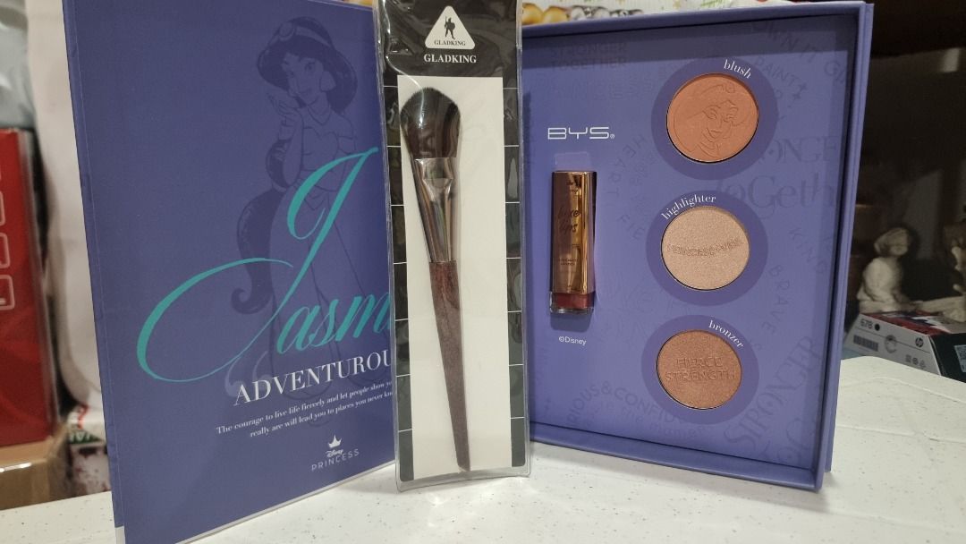 BYS Disney Princess Made Fearless Makeup Set (Category: Makeup) located in Caloocan City. Submitted by vegantita (Listing ID 1344282352, Image 1). Description: Bought this on Dec. 2024 and realized it was not for my skin color. Only tested the bronzer once. I'll also give my preloved foundation brush from GladKing (used only twice, only to test.) Box consists of 1 lipstick, blush, highlighter, and bronzer. Disney character: Jasmin .
