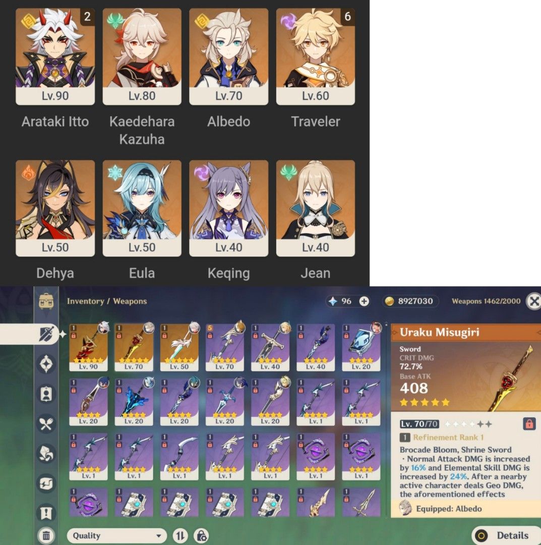 Genshin impact account (Category: Others) located in Cabanatuan. Submitted by zeroshopp (Listing ID 1344390694, Image 1). Description: .