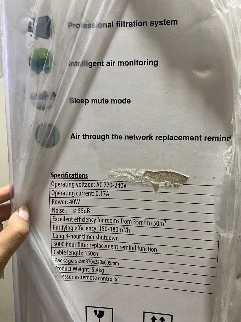 ION TECH air purifier with hepa filter (Category: Air Purifiers & Dehumidifiers) located in Quezon City. Submitted by msamval (Listing ID 1344409081, Image 2). Description: ION Technology Air Purifier • orig price : 2500 • with hepa filter • medium size • 35m^3- 55m^3 Plug Specification: Uk Specification (For Singapore, Malaysia, Philippines, Thailand, Etc) Rated Voltage: 220V Frequency: 50Hz Particulate Clean Air Volume: 51-150m3/h Power: Wattag