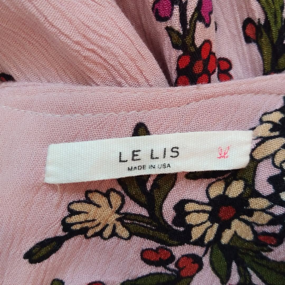 LE LIS stunning tea rose pink floral bell sleeve back zip crepe dress ...