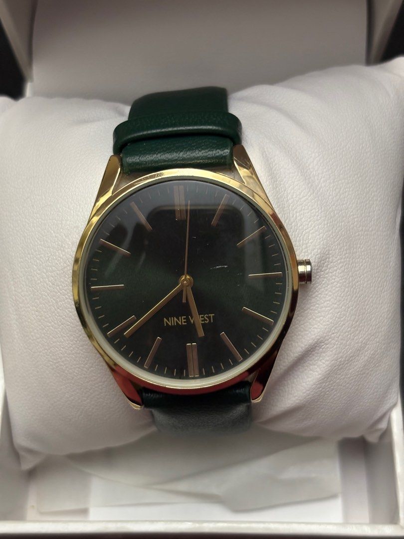 Nine West Green Watch (Category: Women's Watches) located in Manila. Submitted by gabdeclutter (Listing ID 1344431348, Image 1). Description: Used for an internship Has a tiny scratch In Original Box Negotiable.
