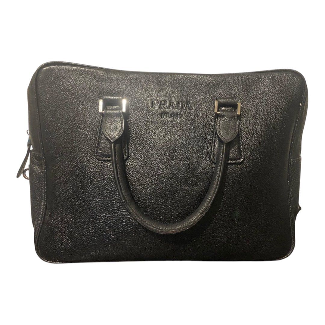 Prada document bag (Category: Luxury Bags & Wallets) located in Makati City. Submitted by fabiloushop (Listing ID 1338805344, Image 1). Description: Prada document or laptop bag Legit with code and plate Size 11x16(width).