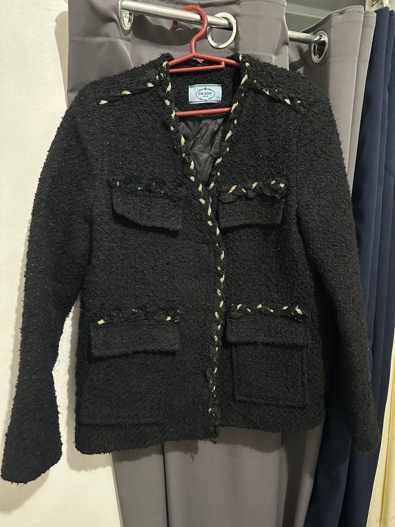 Prada Tweed Jacket (Category: Luxury Apparel) located in Quezon City. Submitted by emkeld (Listing ID 1344378307, Image 1). Description: Prada Tweed Jacket .