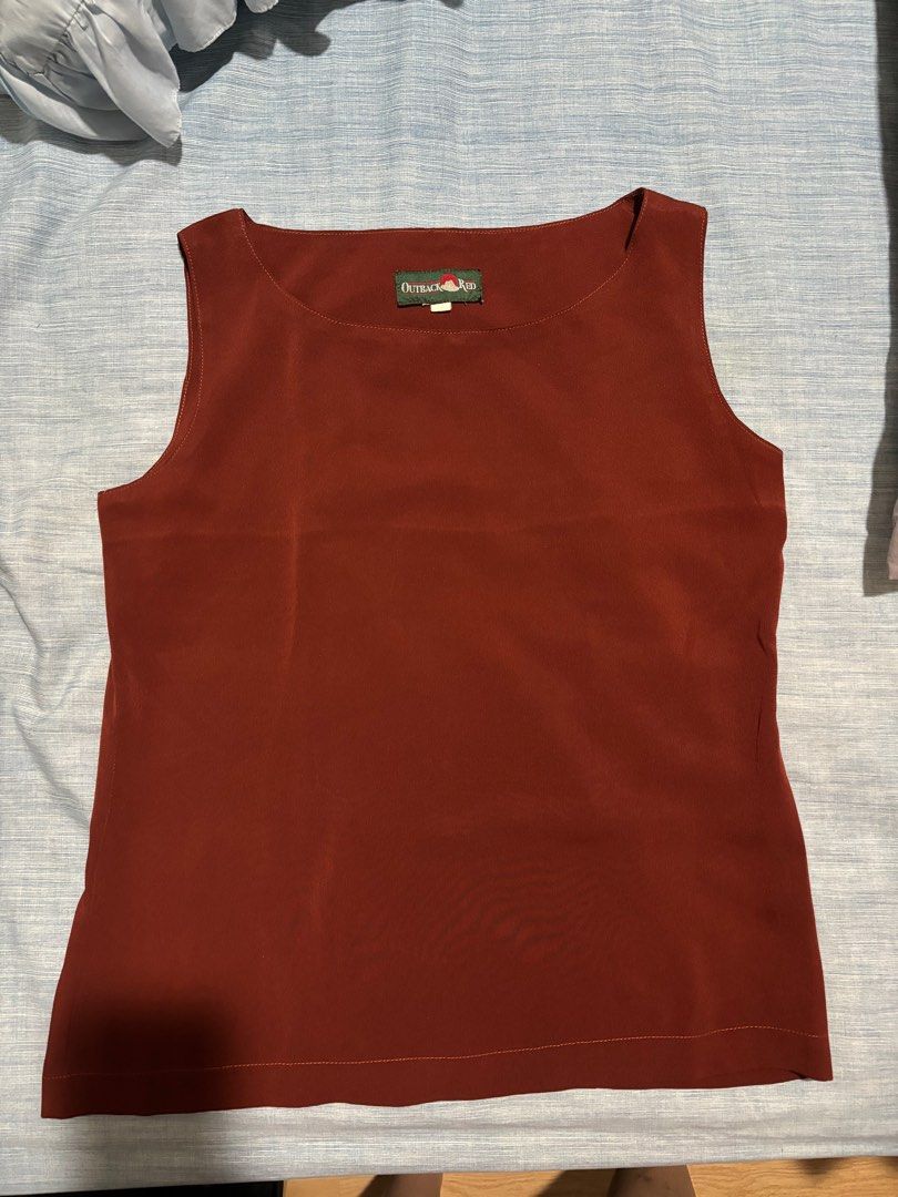 Rust Orange/Red Top (Category: Sleeveless) located in Pasig City. Submitted by fromfrances (Listing ID 1344390344, Image 2). Description: *Color is darker in person See 3rd picture for measurements MOP: Gcash SF & MOD c/o and to be booked by buyer .