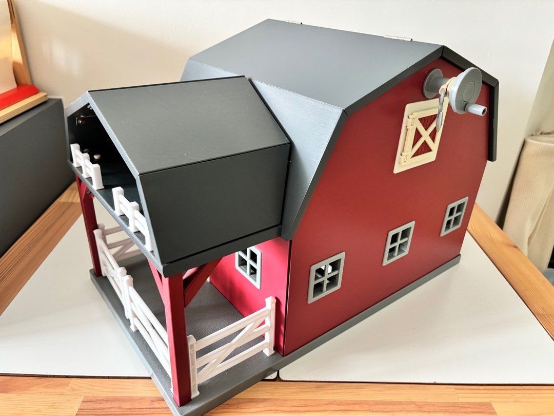 Terra by Battat Wooden Barn (Category: Toys & Games) located in Singapore. Submitted by abel.tan.777 (Listing ID 1344295964, Image 2). Description: Wooden barn for farm play. Some areas are slightly yellow due to use. Barn windows are a loose during opening and closing. Kindly no refund after sale. Thank you..