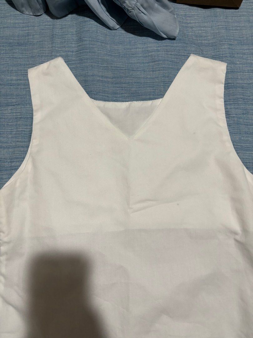 Two-way White Linen Dress (Category: Dresses) located in Pasig City. Submitted by fromfrances (Listing ID 1344392060, Image 1). Description: See 5th picture for measurements (w/ stain, see 4th picture) MOP: Gcash SF & MOD c/o and to be booked by buyer .