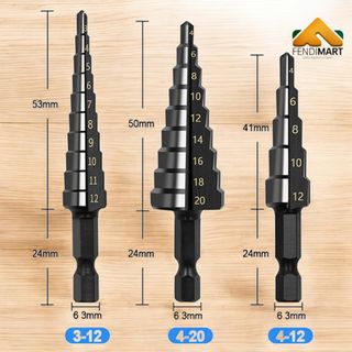 HSS Step Drill Bit Set 4-12mm 4-20mm 4-32mm Hex Shank Blue Nano Coated For Metal Woodworking - View #9