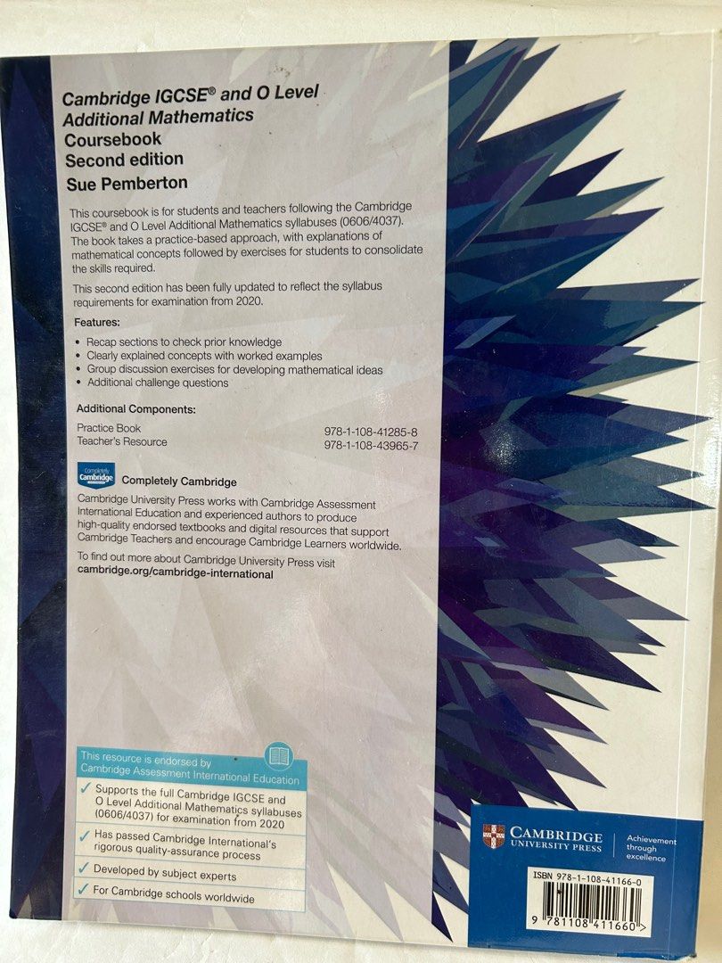 Cambridge IGCSE and O Level Additional Mathematics Coursebook Second ...